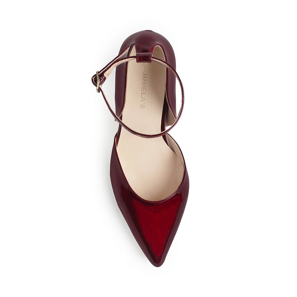 Zapatilla Vino Mujer Estilo Puntal Elegante Tacón Delgado Pulsera 4040784