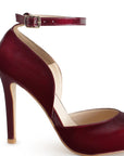 Zapatilla Vino Mujer Estilo Puntal Elegante Tacón Delgado Pulsera 4040784