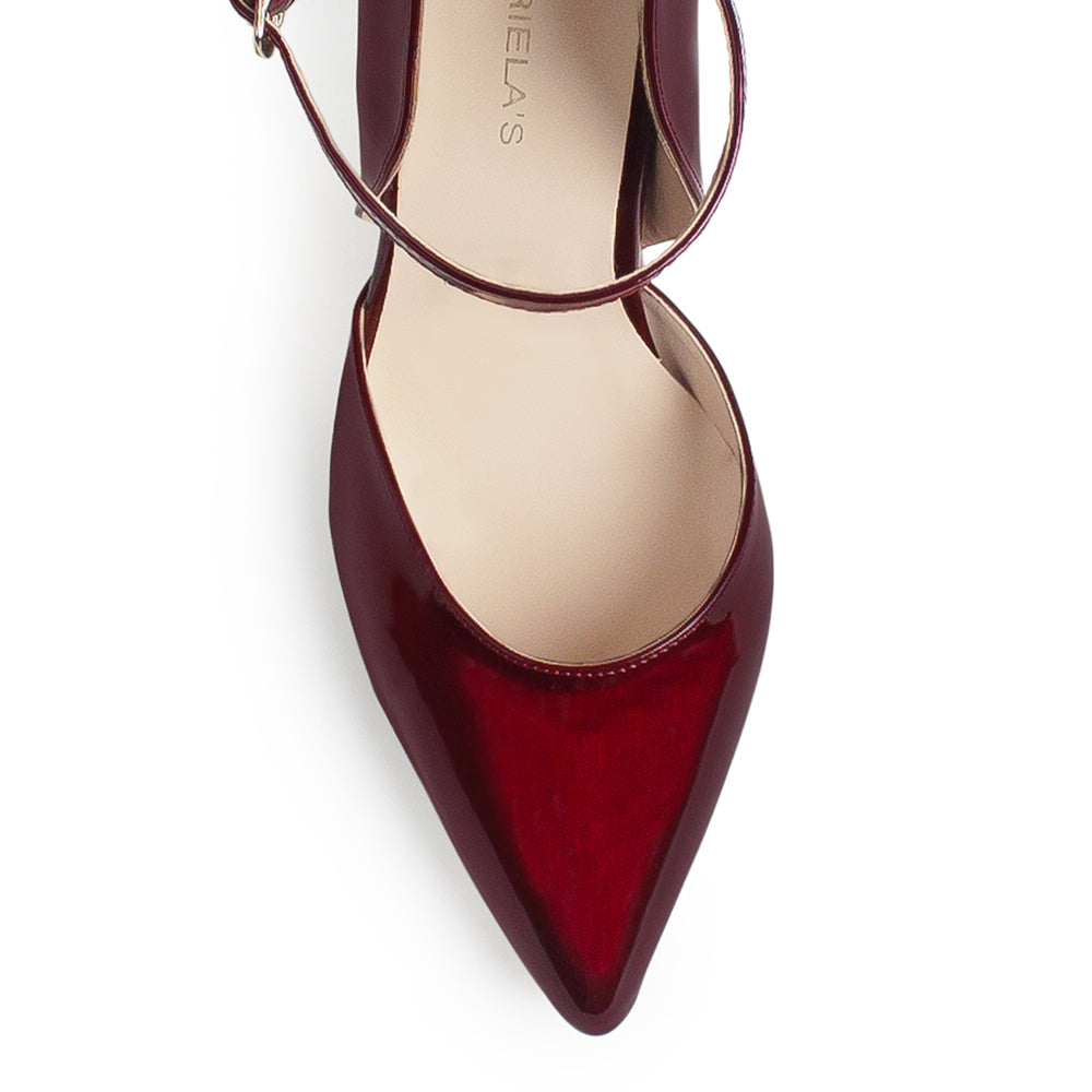 Zapatilla Vino Mujer Estilo Puntal Elegante Tacón Delgado Pulsera 4040784