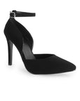 Zapatilla Negro Mujer Estilo Puntal Elegante Tacón Delgado Pulsera 4040785