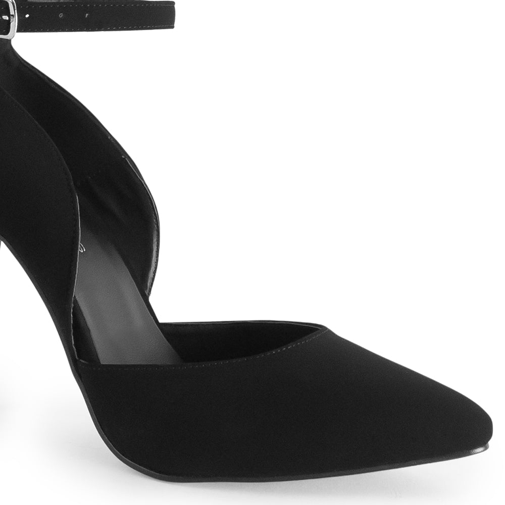 Zapatilla Negro Mujer Estilo Puntal Elegante Tacón Delgado Pulsera 4040785
