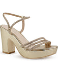 Zapatilla Oro Dama Elegante Brillos Tacón Descubierto Casual 4040793