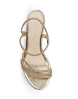 Zapatilla Oro Dama Elegante Brillos Tacón Descubierto Casual 4040793