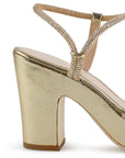 Zapatilla Oro Dama Elegante Brillos Tacón Descubierto Casual 4040793