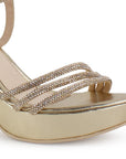 Zapatilla Oro Dama Elegante Brillos Tacón Descubierto Casual 4040793