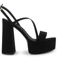 Zapatillas Negro Mujer Tacón Alto Grueso Tira Cruzada Moda 4040797