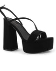 Zapatillas Negro Mujer Tacón Alto Grueso Tira Cruzada Moda 4040797