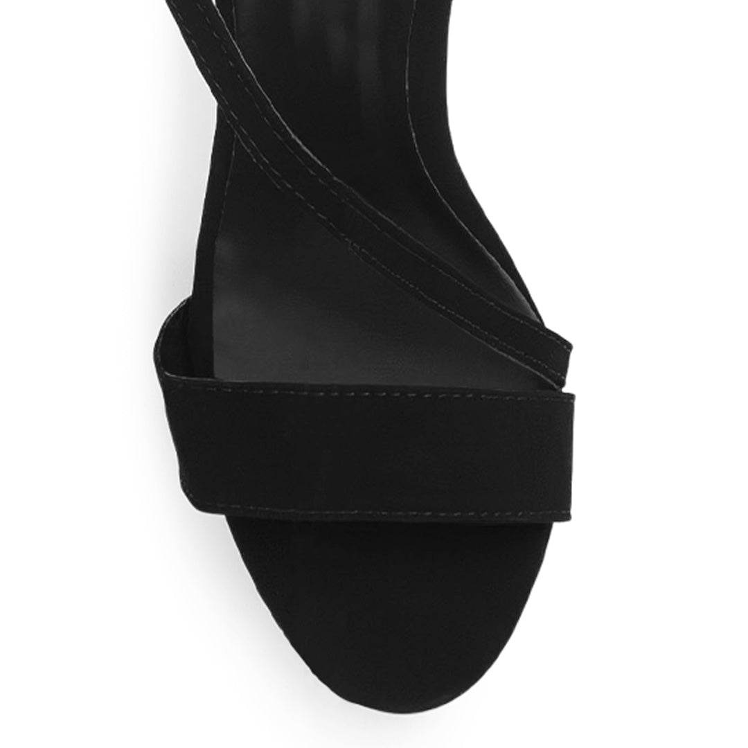 Zapatillas Negro Mujer Tacón Alto Grueso Tira Cruzada Moda 4040797
