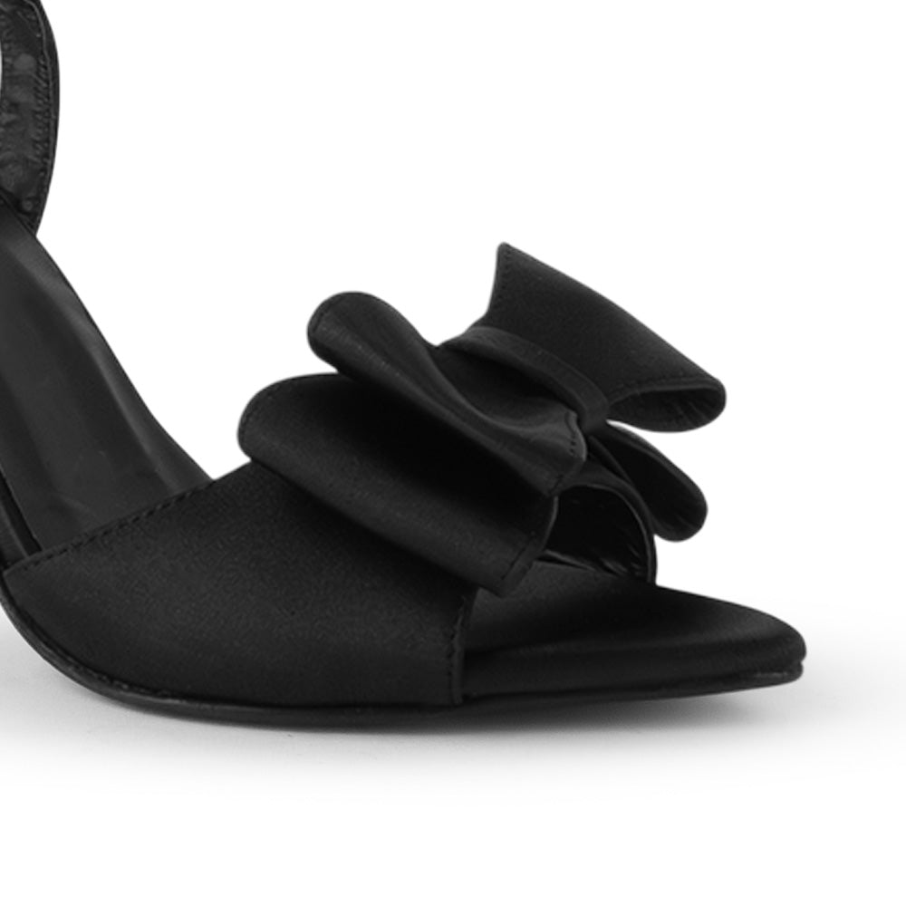 Zapatilla Negro Mujer Formal Tacon Delgado Moño Moda Elegante 4040800