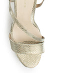 Zapatillas Oro Mujer Tacón Alto Grueso Tira Cruzada Moda 4040802