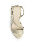 Zapatillas Oro Mujer Tacón Alto Grueso Tira Cruzada Moda 4040802