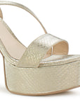 Zapatillas Oro Mujer Tacón Alto Grueso Tira Cruzada Moda 4040802
