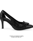 Zapatilla Negro Dama Tacon Delgado Puntal Fiesta Elegante 4040815