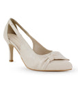 Zapatilla Beige Dama Tacon Delgado Puntal Fiesta Elegante 4040818