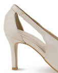 Zapatilla Beige Dama Tacon Delgado Puntal Fiesta Elegante 4040818