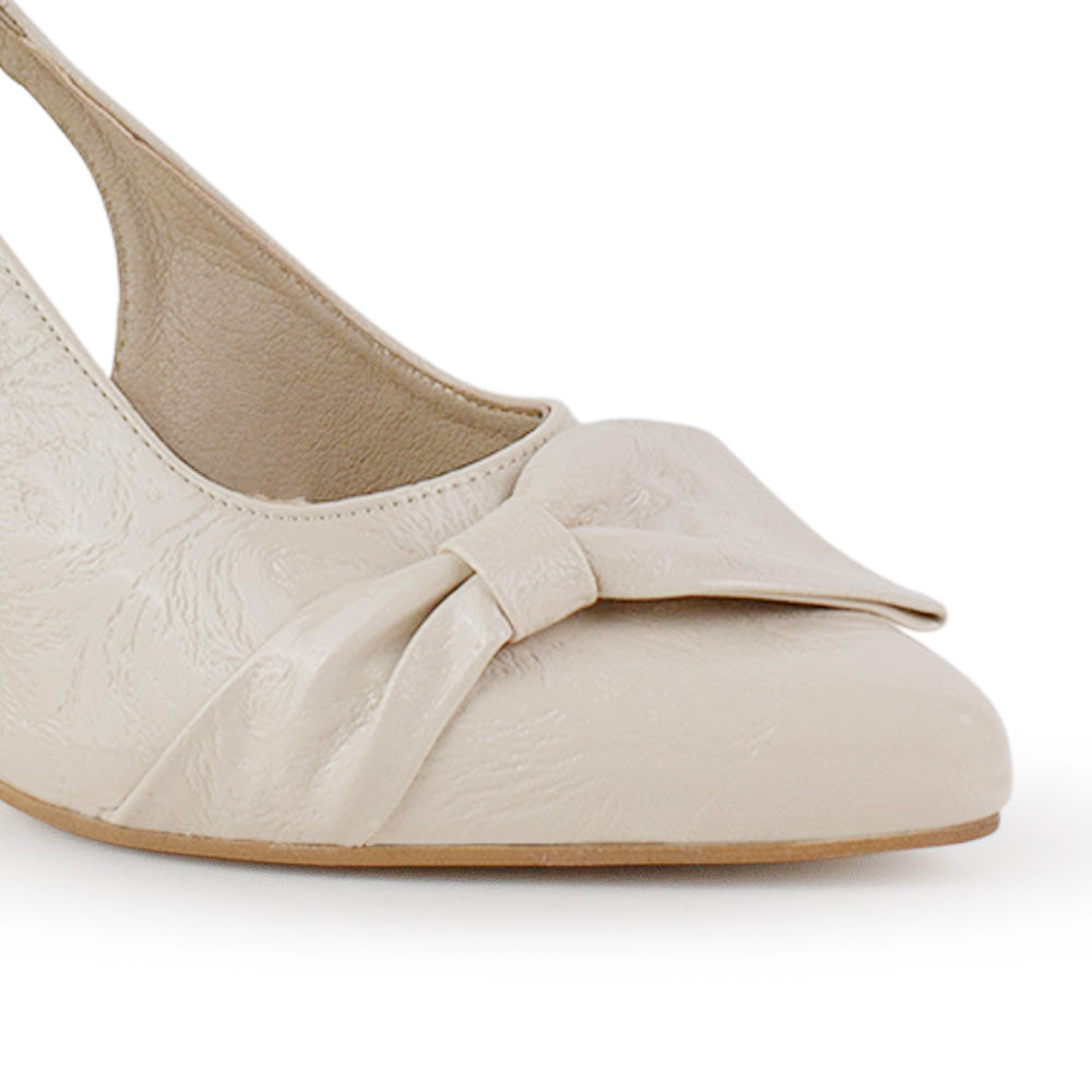 Zapatilla Beige Dama Tacon Delgado Puntal Fiesta Elegante 4040818