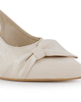 Zapatilla Beige Dama Tacon Delgado Puntal Fiesta Elegante 4040818