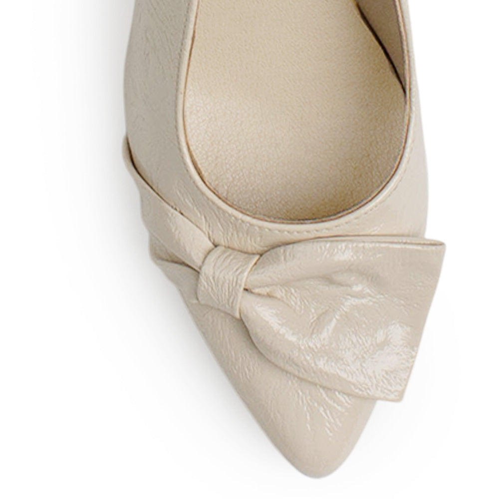 Zapatilla Beige Dama Tacon Delgado Puntal Fiesta Elegante 4040818