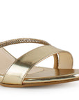 Zapatilla Oro Mujer Tira Pedreria Elegante Pulsera Tacon Bajo 4040824