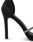 Zapatilla Negro Plata Dama Elegante Tacon Delgado Brillos 4040832