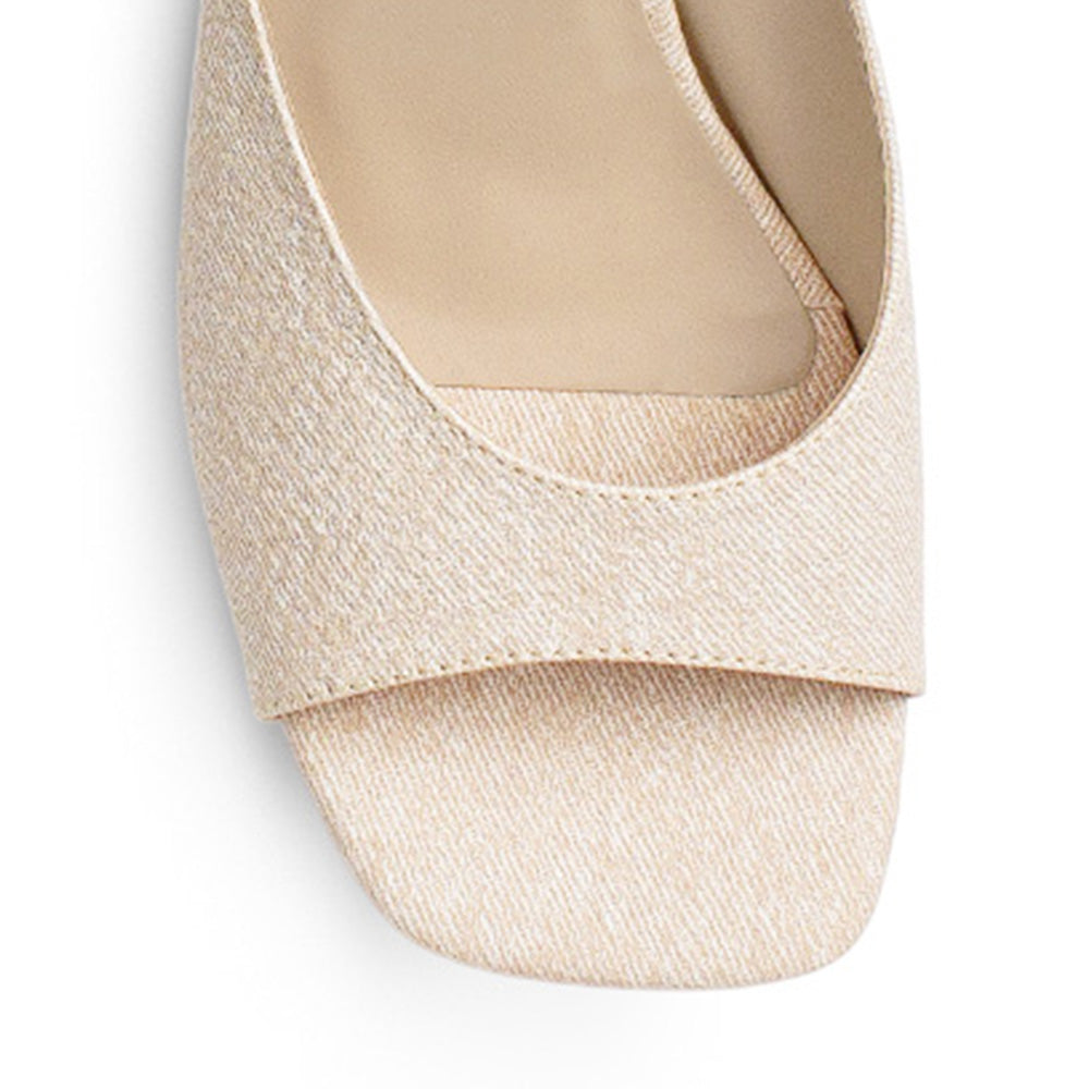 Zapatilla Beige Mujer Casual Tira Moda Elegante Tacon 4040836