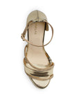Zapatilla Oro Dama Elegante Tacon Delgado Brillos 4040837