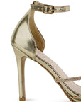 Zapatilla Oro Dama Elegante Tacon Delgado Brillos 4040837