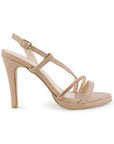 Zapatilla Maquillaje Oro Rosado Dama Tacon Delgado Tira Pedreria Fiesta 4040845