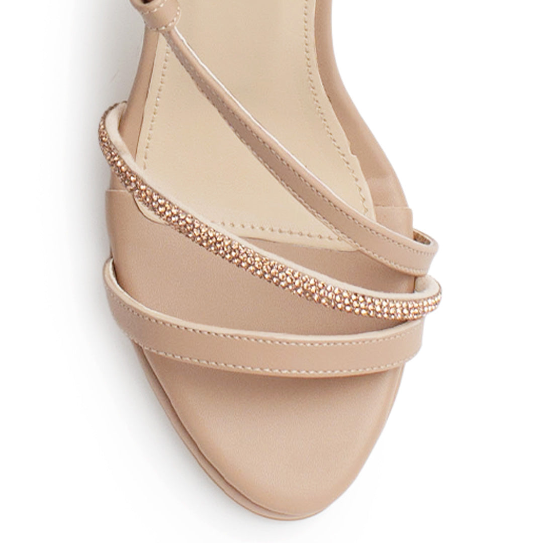Zapatilla Maquillaje Oro Rosado Dama Tacon Delgado Tira Pedreria Fiesta 4040845