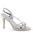 Zapatilla Plata Dama Tacon Delgado Tira Pedreria Fiesta 4040846