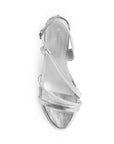 Zapatilla Plata Dama Tacon Delgado Tira Pedreria Fiesta 4040846