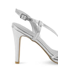 Zapatilla Plata Dama Tacon Delgado Tira Pedreria Fiesta 4040846