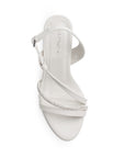 Zapatilla Beige Plata Dama Tacon Delgado Tira Pedreria Fiesta 4040847