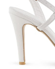 Zapatilla Beige Plata Dama Tacon Delgado Tira Pedreria Fiesta 4040847