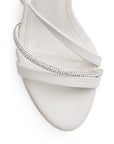 Zapatilla Beige Plata Dama Tacon Delgado Tira Pedreria Fiesta 4040847