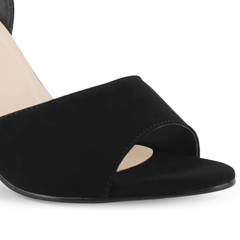 Zapatilla Negro Mujer Elegante Pulsera Tacon Delgado Descubierta 4040849