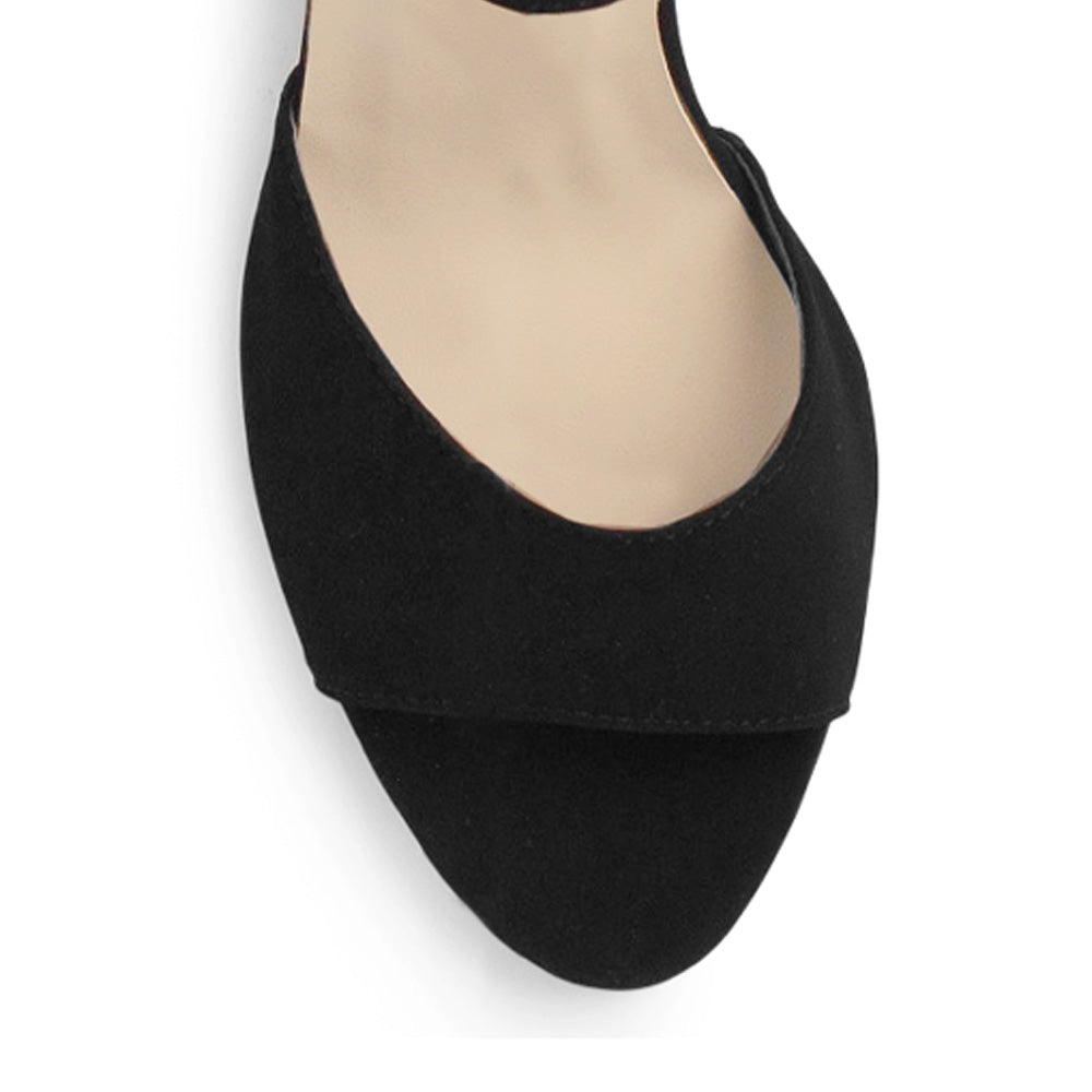Zapatilla Negro Mujer Elegante Pulsera Tacon Delgado Descubierta 4040849