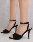 Zapatilla Negro Mujer Elegante Pulsera Tacon Delgado Descubierta 4040849