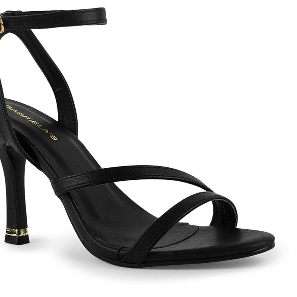 Zapatilla Negro Mujer Elegante Tiras Tacon Delgado Pulsera Moda 4040852