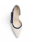Zapatilla Beige Marino Mujer Elegante Stiletto Tacon Delgado Puntal Moda 4040874