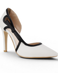 Zapatilla Beige Negro Mujer Elegante Stiletto Tacon Delgado Puntal Moda 4040875