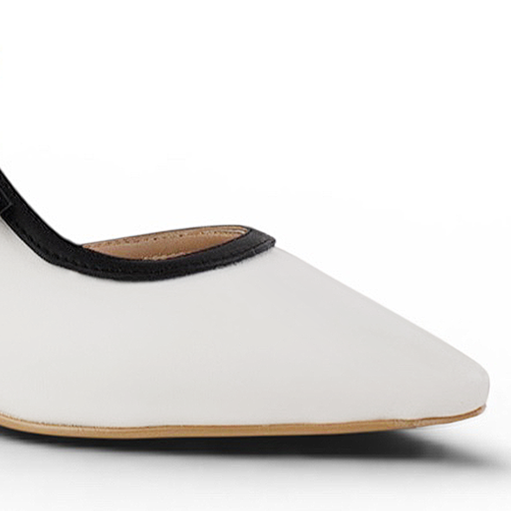 Zapatilla Beige Negro Mujer Elegante Stiletto Tacon Delgado Puntal Moda 4040875