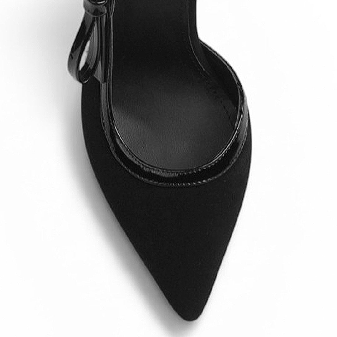 Zapatilla Negro Mujer Elegante Stiletto Tacon Delgado Puntal Moda 4040879
