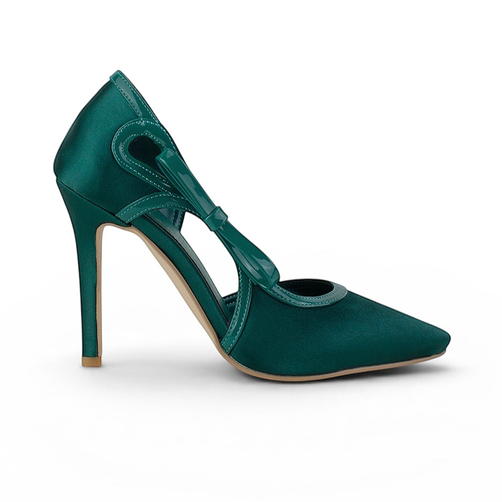Zapatilla Verde Mujer Elegante Stiletto Tacon Delgado Puntal Moda 4040880