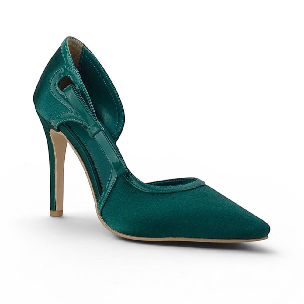 Zapatilla Verde Mujer Elegante Stiletto Tacon Delgado Puntal Moda 4040880