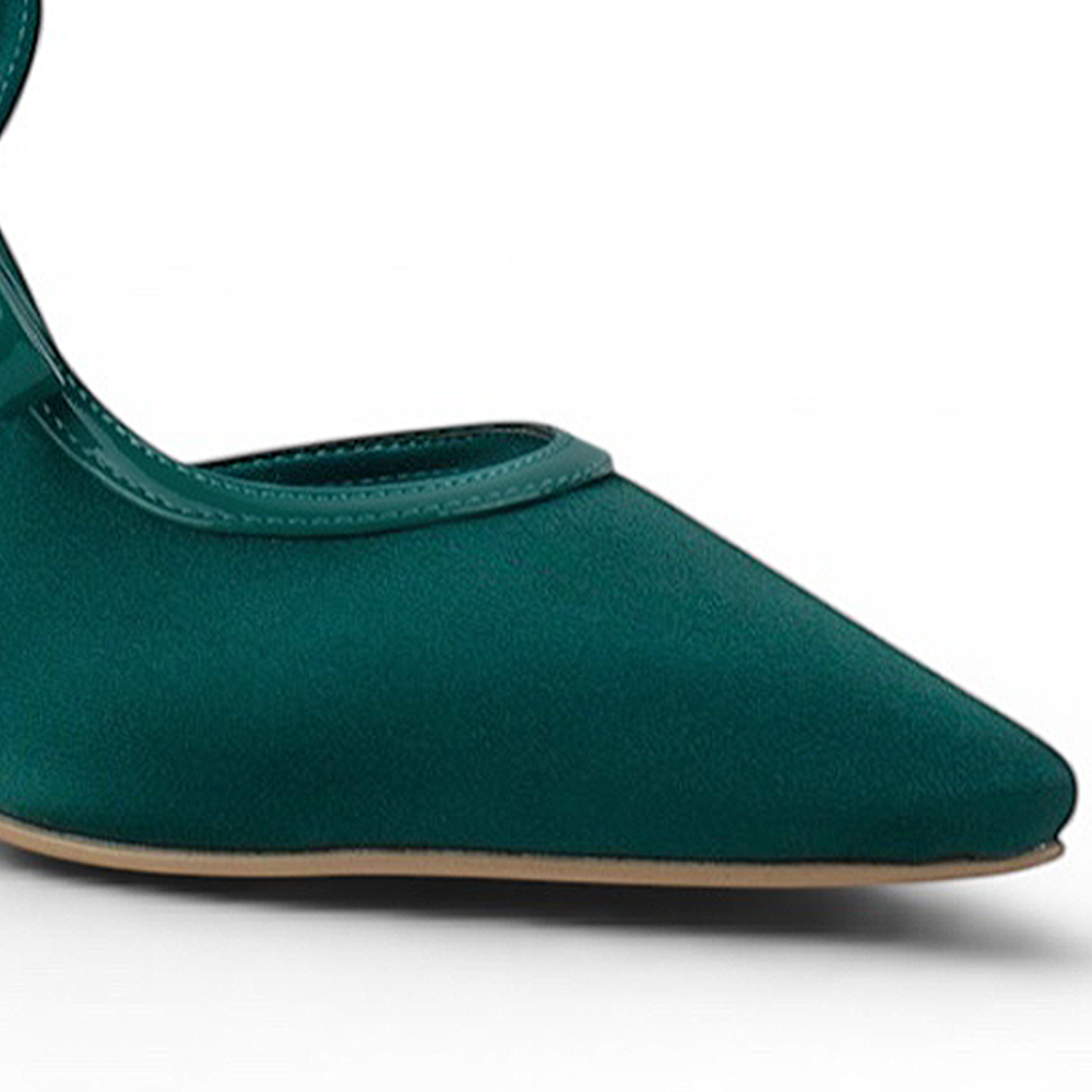 Zapatilla Verde Mujer Elegante Stiletto Tacon Delgado Puntal Moda 4040880