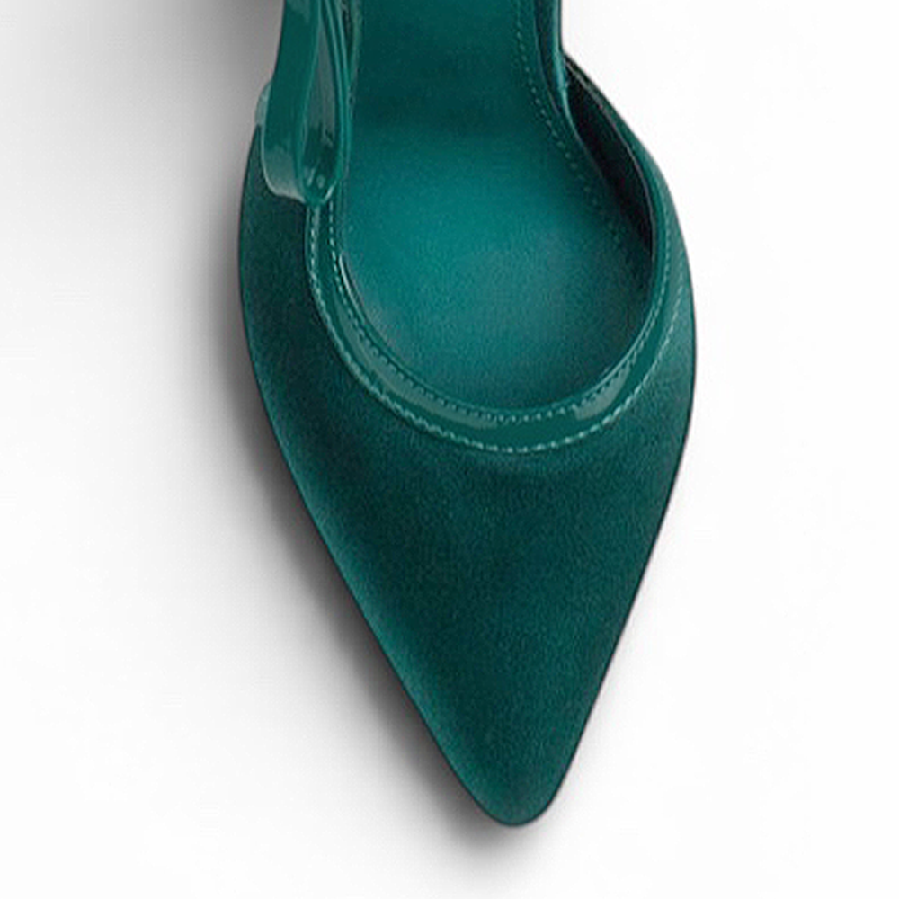 Zapatilla Verde Mujer Elegante Stiletto Tacon Delgado Puntal Moda 4040880