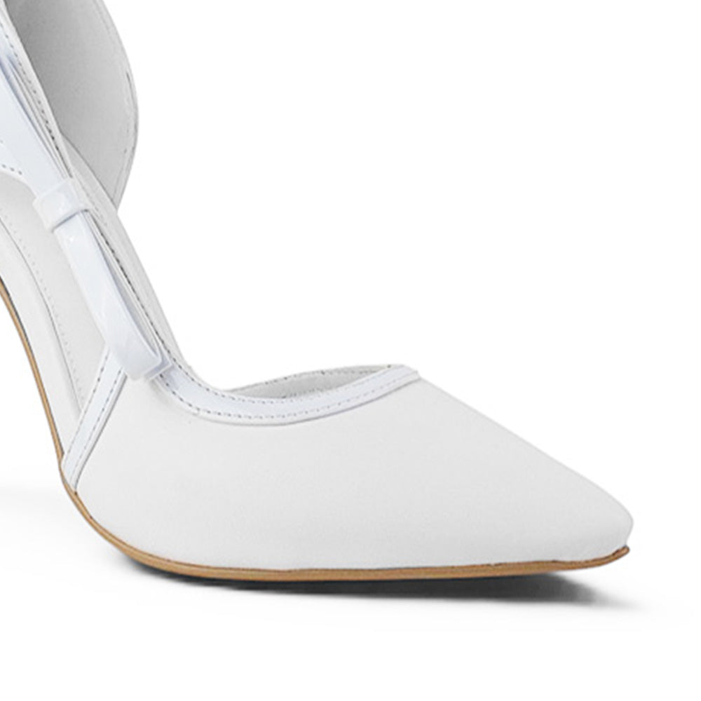 Zapatilla Blanco Mujer Elegante Stiletto Tacon Delgado Puntal Moda 4040881