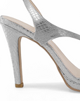 Zapatilla Plata Dama Tira Cruzada Tacon Alto Delgado Descubierto 4040882