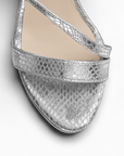 Zapatilla Plata Dama Tira Cruzada Tacon Alto Delgado Descubierto 4040882